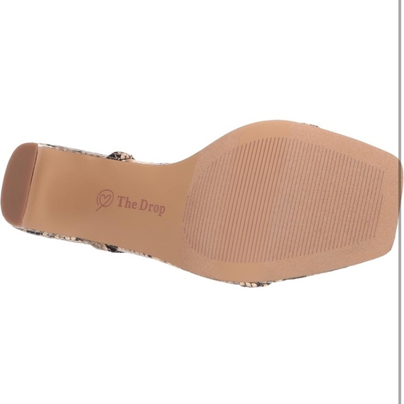 The Drop Women's Avery Square Toe Two Strap High Heeled Snakeskin Sandal NWT - Picture 5 of 14